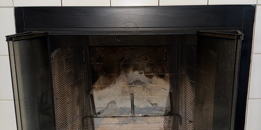 Chimney cleaning — fireplace inspected and swept by Air Haven